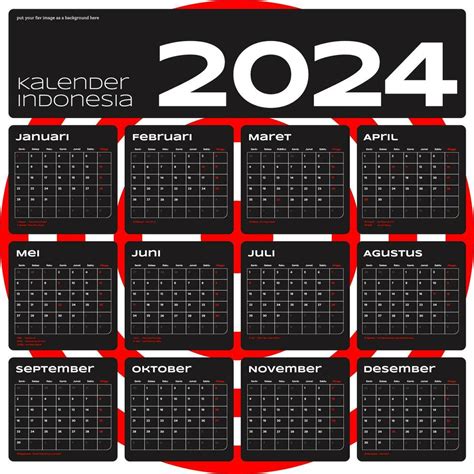 Kalender Indonesia 2024, Indonesian Calendar 2024, y2k design, for ...