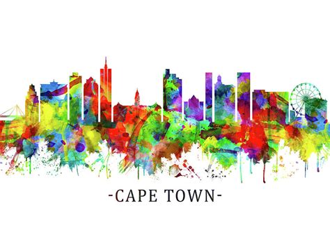 Cape Town South Africa Skyline Mixed Media by NextWay Art - Pixels