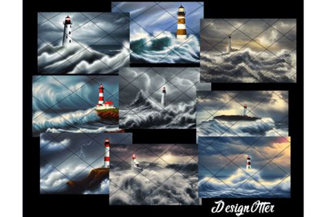 Lighthouse Storm Painting Images Graphic by DesignOtter · Creative Fabrica