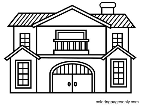 Simple House Coloring Page - Free Printable Coloring Pages