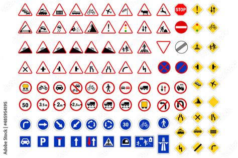 Priority road signs. Prohibition road signs. Mandatory road signs ...