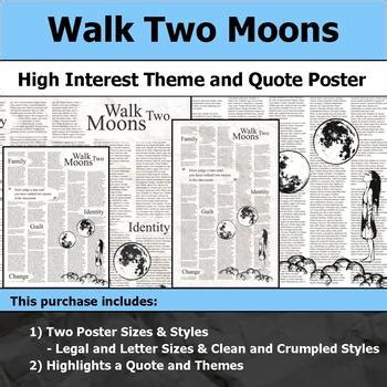 Walk Two Moons - Visual Theme and Quote Poster for Bulletin Boards by S ...