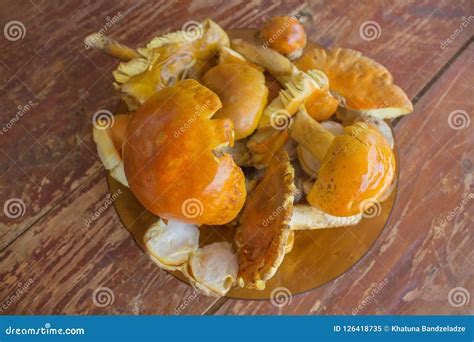 Edible and Delicious Amanita Caesarea Mushroom on the Plate Stock Image - Image of grilled ...