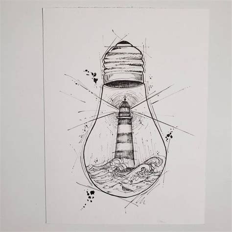 Leave the Light On-art Print Light Bulb Original Pen and Ink | Etsy