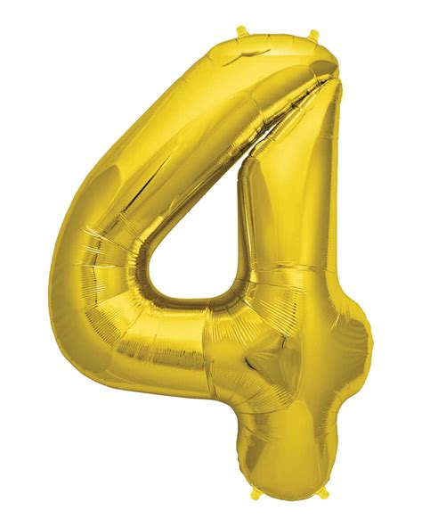 Foil Balloon Number 4 Gold | Number balloon with the number 4 | horror-shop.com