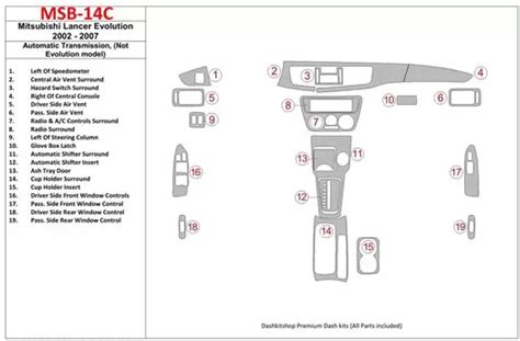 Mitsubishi Lancer 2002-2007 Automatic Gear EVOLUTION model Interior BD Dash Trim Kit