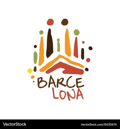 Barcelona tourism logo template hand drawn Vector Image