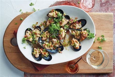 Chilled mussels with pickled vegetable salad recipe - Recipes ...