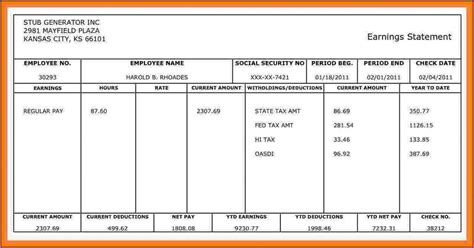 Paycheck Stub Template Free Download - Template 1 : Resume Examples #goVLBvN9va