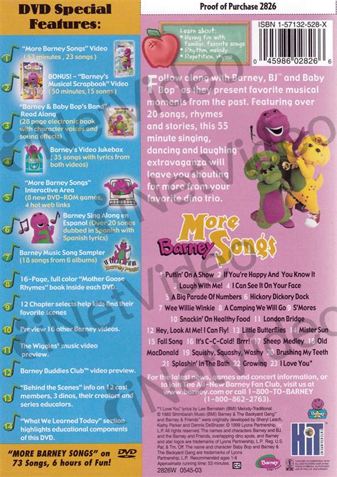 Barney - More Barney Songs on DVD Movie