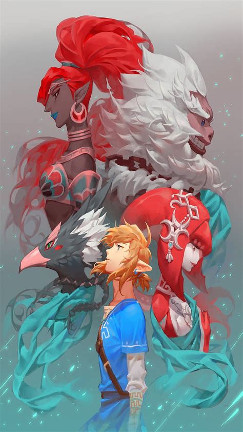 Botw champions, daruk, legend, link, mermaid, minpha, rito, urburosa, zelda, HD phone wallpaper ...