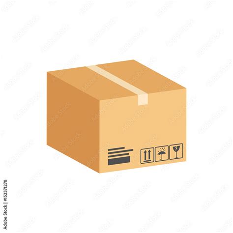 Cardboard Box, Parcel symbol. Flat Isometric Icon or Logo. 3D Style Pictogram for Web Design, UI ...