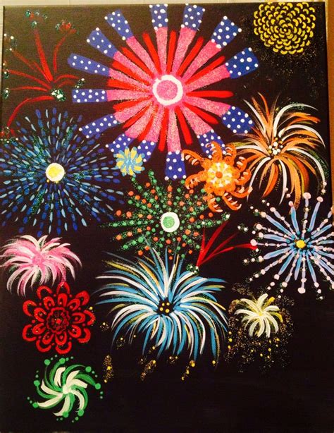 Fireworks acrylic | Firework painting, Fireworks drawing, Diwali painting