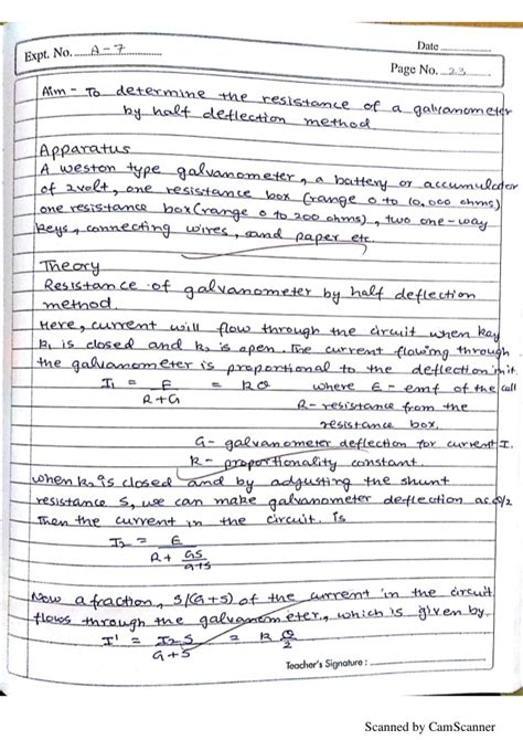 7. To Determine Resistance of A Galvanometer by Half-Deflection Method ...