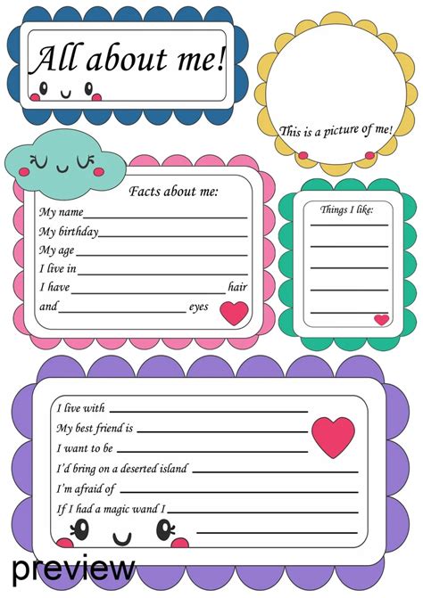 All About Me Poster Printable Worksheet Back to School | Etsy All About Me Printable, All About ...