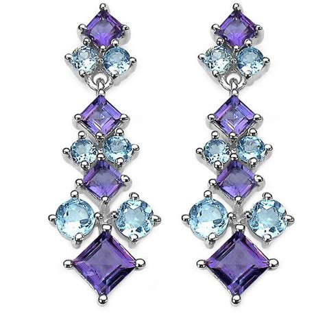Sterling Silver Amethyst and Topaz Dangle Earrings | Purple jewelry ...
