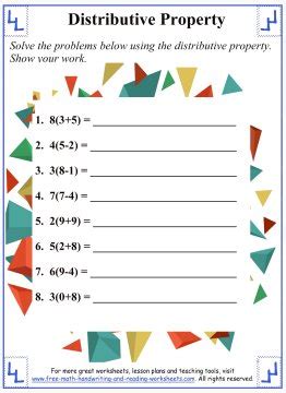 Distributive Property:Math Worksheets