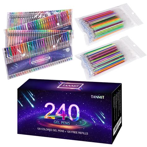 Tanmit 240 Color Gel Pens Set for Adult Coloring Books