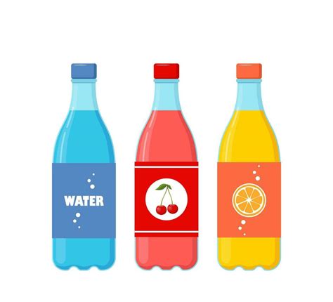 botellas de diferente gaseoso bebidas soda, agua, jugo en el plastico ...