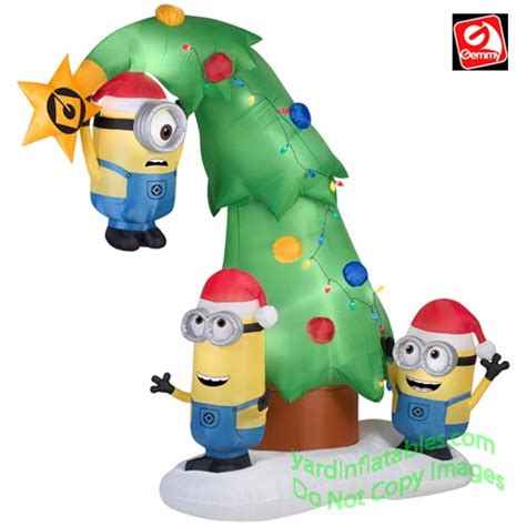 Gemmy Airblown Inflatable 9' Minions Decorating A Christmas Tree