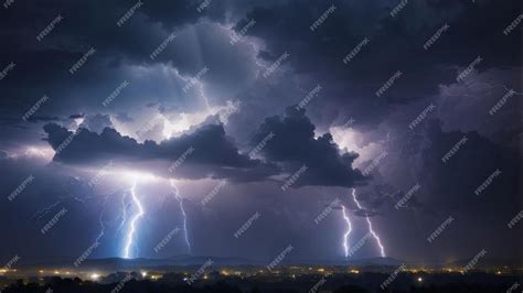 Premium AI Image | Charged Night Sky Thunder and Lightning Energy