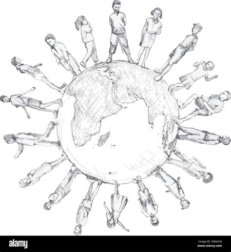 Vector drawing of children on the globe Stock Vector Image & Art - Alamy