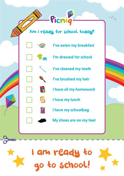 School Checklist For Kids