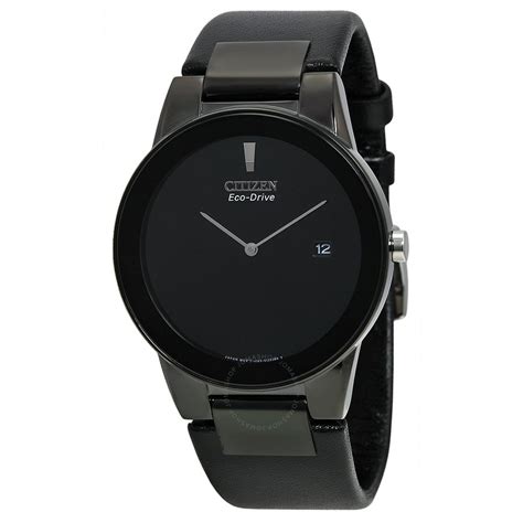 CITIZEN Eco Drive Axiom Black Dial Black Leather Men's Watch