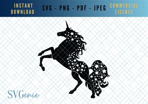 Unicorn SVG, Unicorn Silhouette PNG, Star Unicorn Vector, Standing Unicorn Svg, Cute Unicorn Svg ...