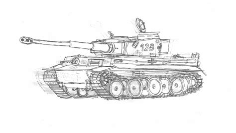 Tiger Tank Sketch at PaintingValley.com | Explore collection of Tiger Tank Sketch