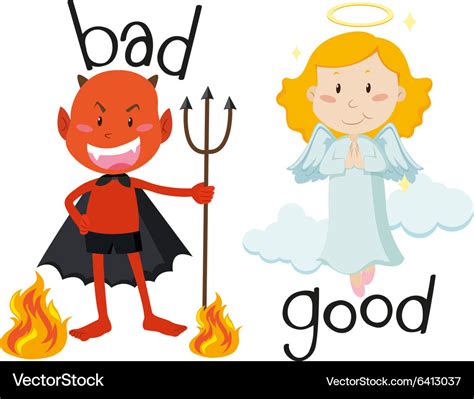 Opposite adjectives good and bad Royalty Free Vector Image