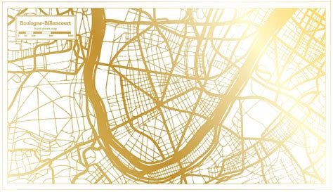 Boulogne Billancourt France City Map in Retro Style in Golden Color ...