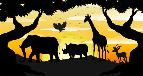 Pin by Marina on animals | Safari scene, Animal silhouette, Silhouette canvas