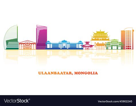 Colorful skyline panorama of city ulaanbaatar Vector Image