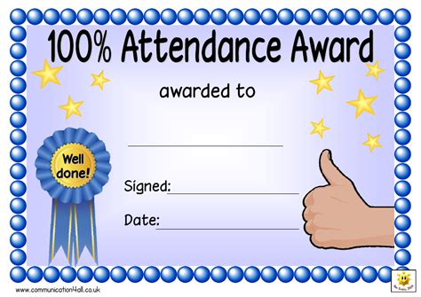 100% Attendance Award Certificate Template Download Printable PDF | Templateroller