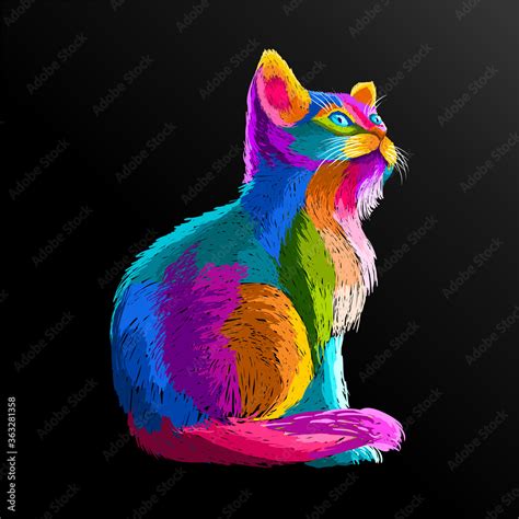 colorful cat pop art pop art portrait can be used for posters, digital ...