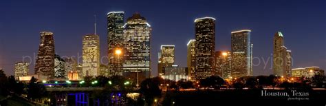 Houston Skyline at NIGHT Panoramic Print Panorama Poster Photo - Etsy