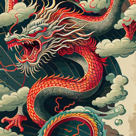 Premium Vector | Chinese dragon flat design vector art dragon icon