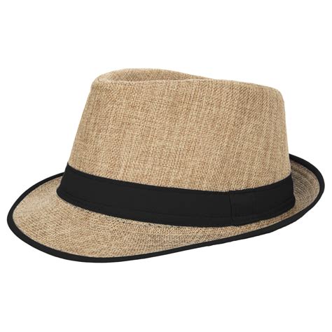 Black Trilby Fedora Straw Hat For Outdoors, Vacation, Spring And Summer ...