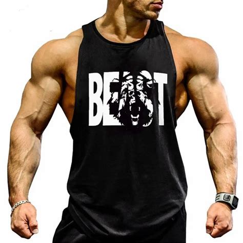 Clothing Men Fitness Shirts Cotton Men Tank Top Workout Bodybuilding ...