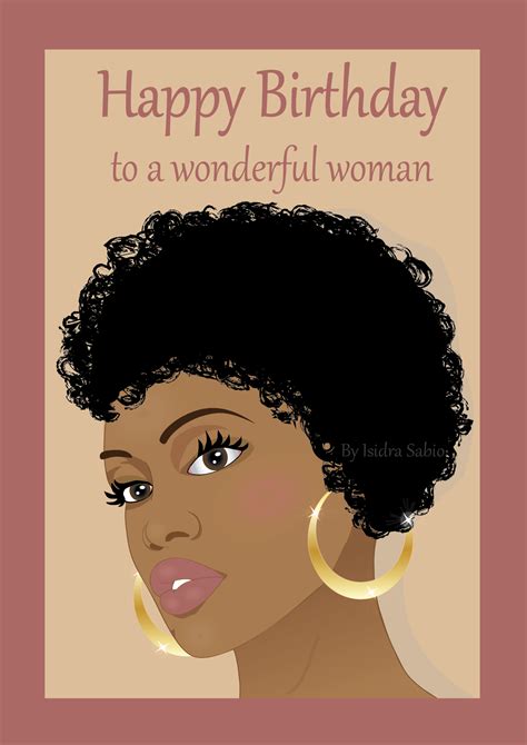 This Afrocentric birthday card for women shows a beautiful and ...