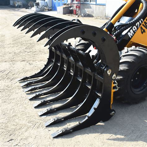 Wood Treatment Hydraulic Root Rake Grapple for Loaders and Tractors - Skid Steer Loader and ...