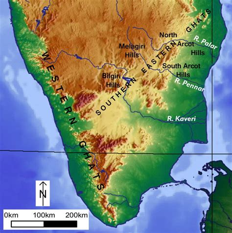 Physical map of southern India showing relief features, with the... | Download Scientific Diagram