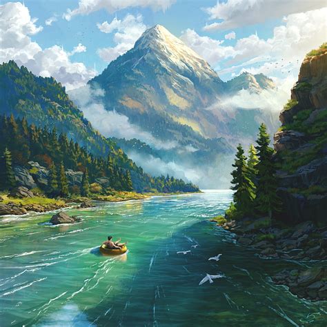 Digital art, landscape, river, mountains, HD phone wallpaper | Peakpx