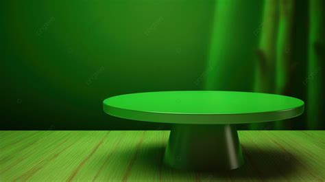 Green Table Is On A Wooden Table Showing A Green Screen Background, 3d ...