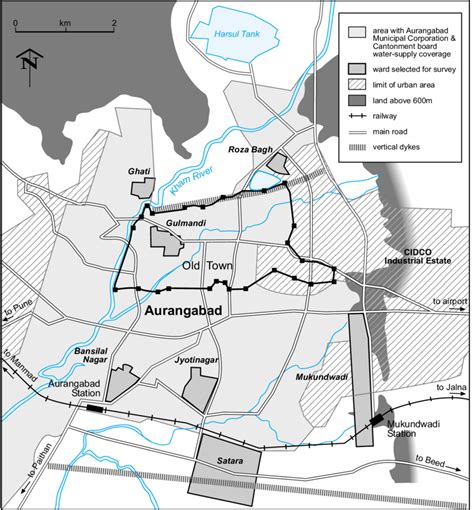 Aurangabad City-map showing general features and location of wards... | Download Scientific Diagram