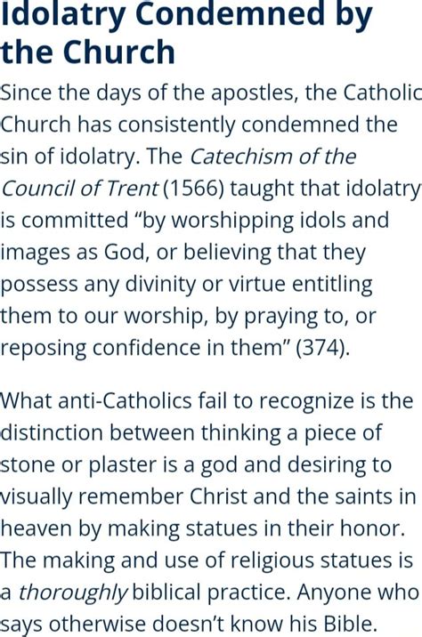 Idolatry Condemned by the Church Since the days of the apostles, the ...