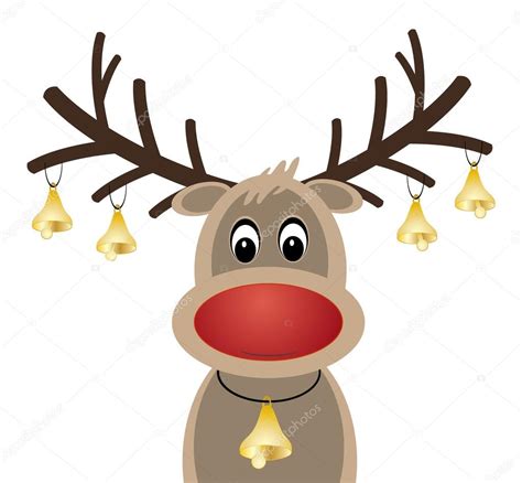 Rudolf Rendier rode neus met kerst bells vectorafbeelding door © leonardo255 ⬇ Vectorstock #92340546