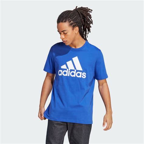 adidas Essentials Single Jersey Big Logo Tee - Blue | Men's Lifestyle ...