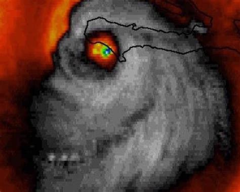 Hurricane Matthew satellite image sure does look like side-eye from the Misfits' Crimson Ghost ...